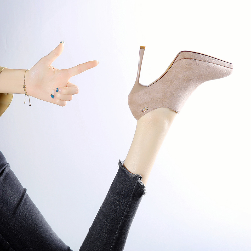 European American Pointed Toe Ankle Boots Women's High Heel Fashion 2023 New Deep Mouth Single Shoes - Image 3
