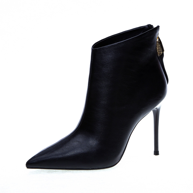 Women's Winter Fleece-Lined Short Boots with Platform, Pointed Toe Ultra High Heel Fashion Boots 2023 - Image 5