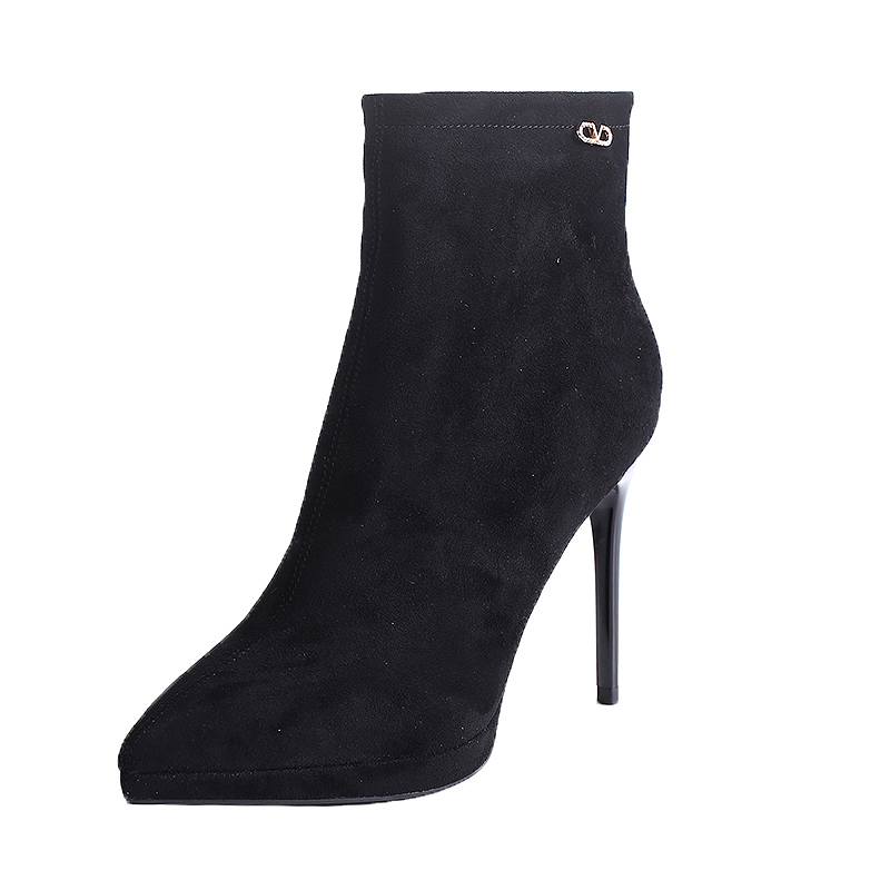 Women's Pointed Toe Martin Boots 2023 New Winter Fur Lined High Heel Slim Boots - Image 5