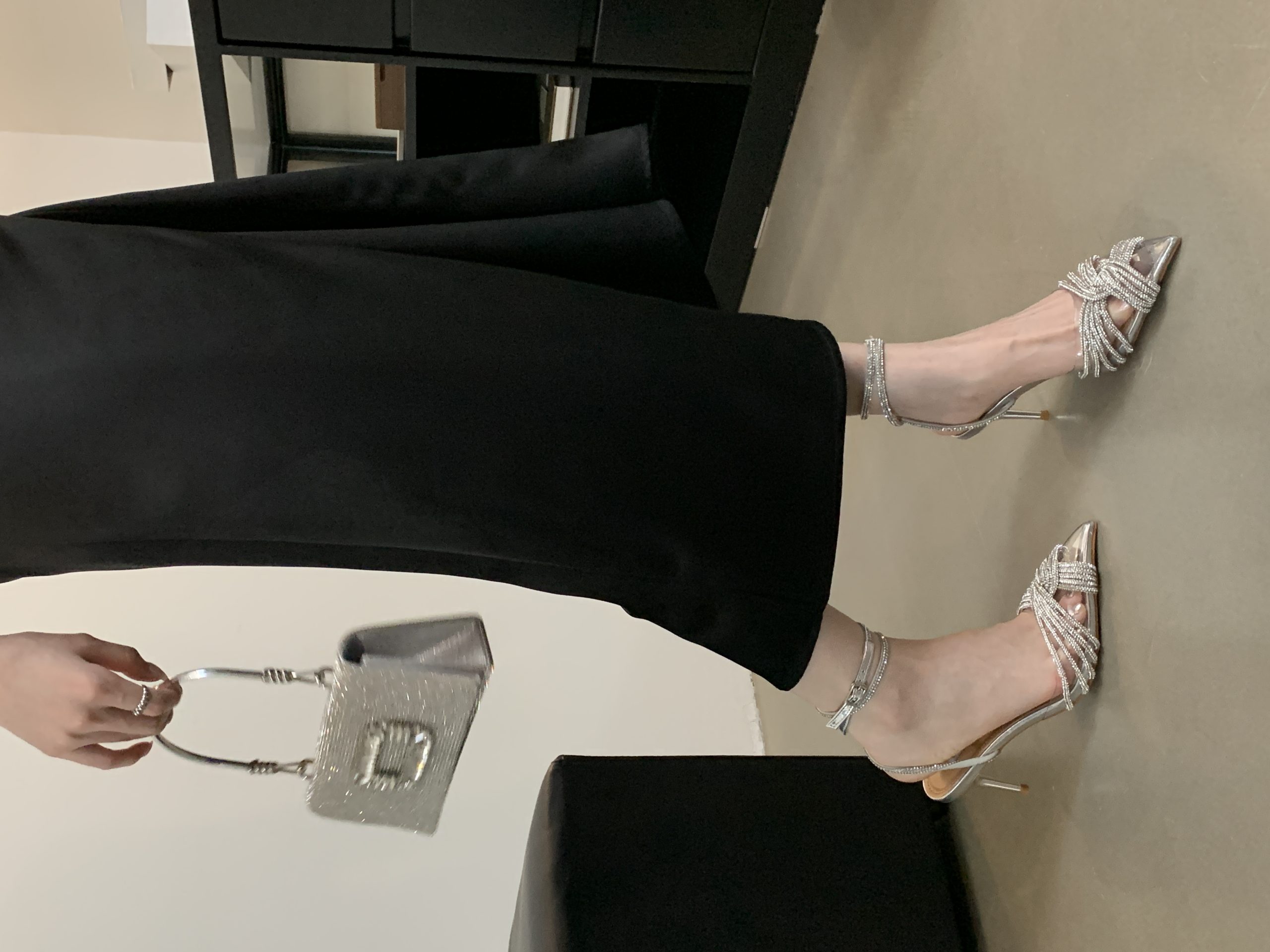 New Style Pointed Toe Cross Rhinestone High Heel Shoes Transparent Banquet Fairy Shoes 35-40 - Image 3