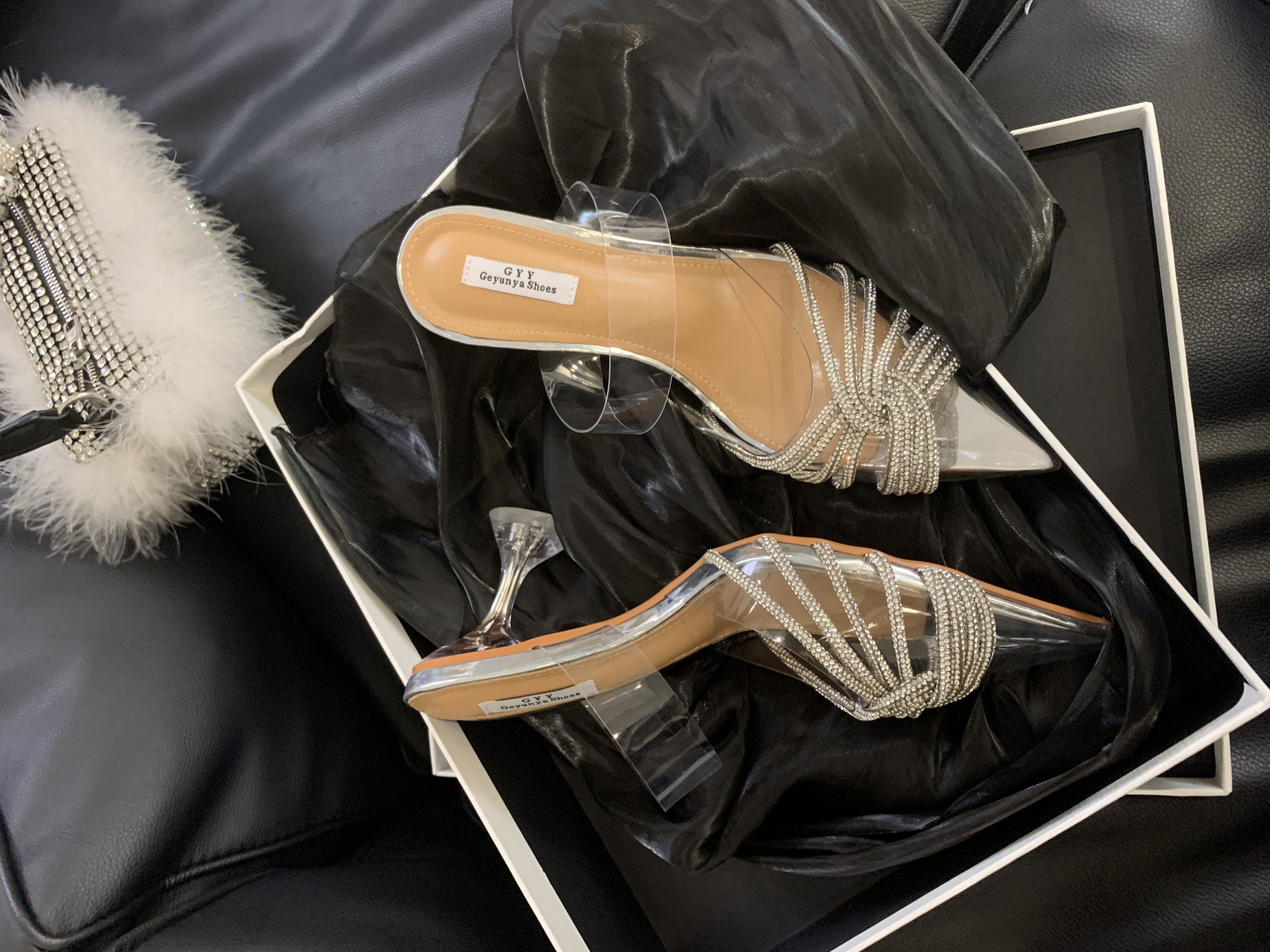 PVC Transparent Crystal Root New Style Wedding Shoes Cross Rhinestone High Heels 35-40 - Image 4