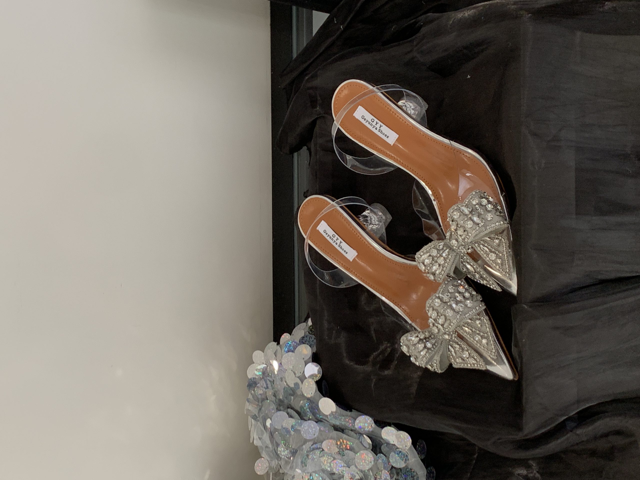 2026 New Crystal Rhinestone Bow Princess Wedding Shoes High Heels 35-40 - Image 4