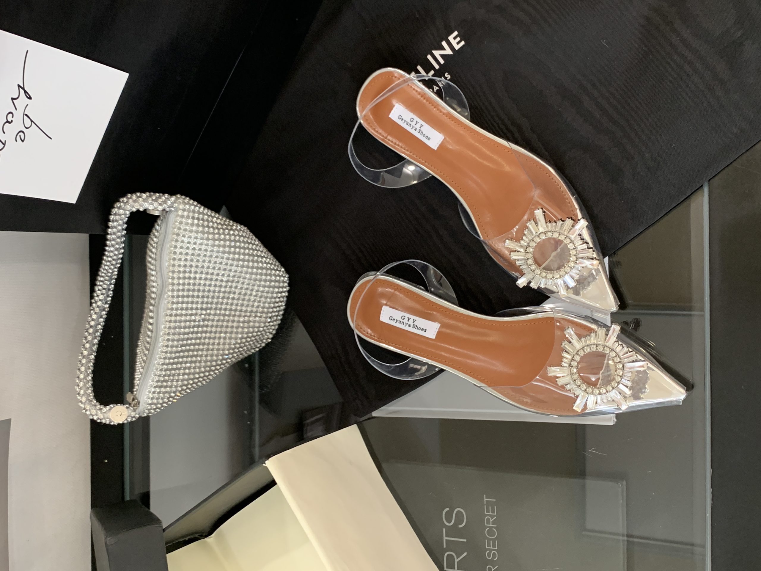 2025 New Crystal Heel Flat Sunflower Buckle Rhinestone Sandals Slippers 35-40 - Image 4