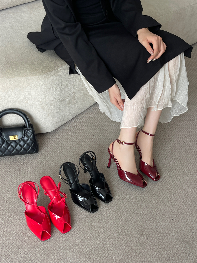 2025 New Peep Toe Open Toe High Heel Ankle Strap Sandals Women Shoes