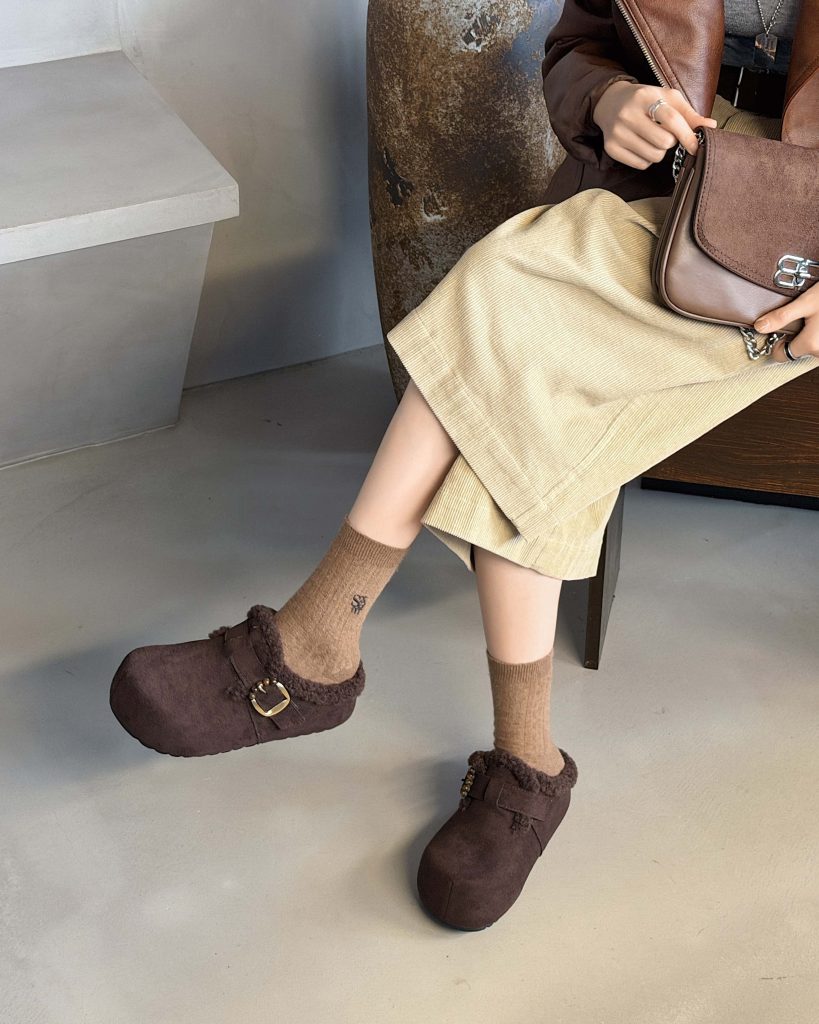 2025 New Winter Retro Casual Warm Lined Birkenstock Women's Leather Slippers