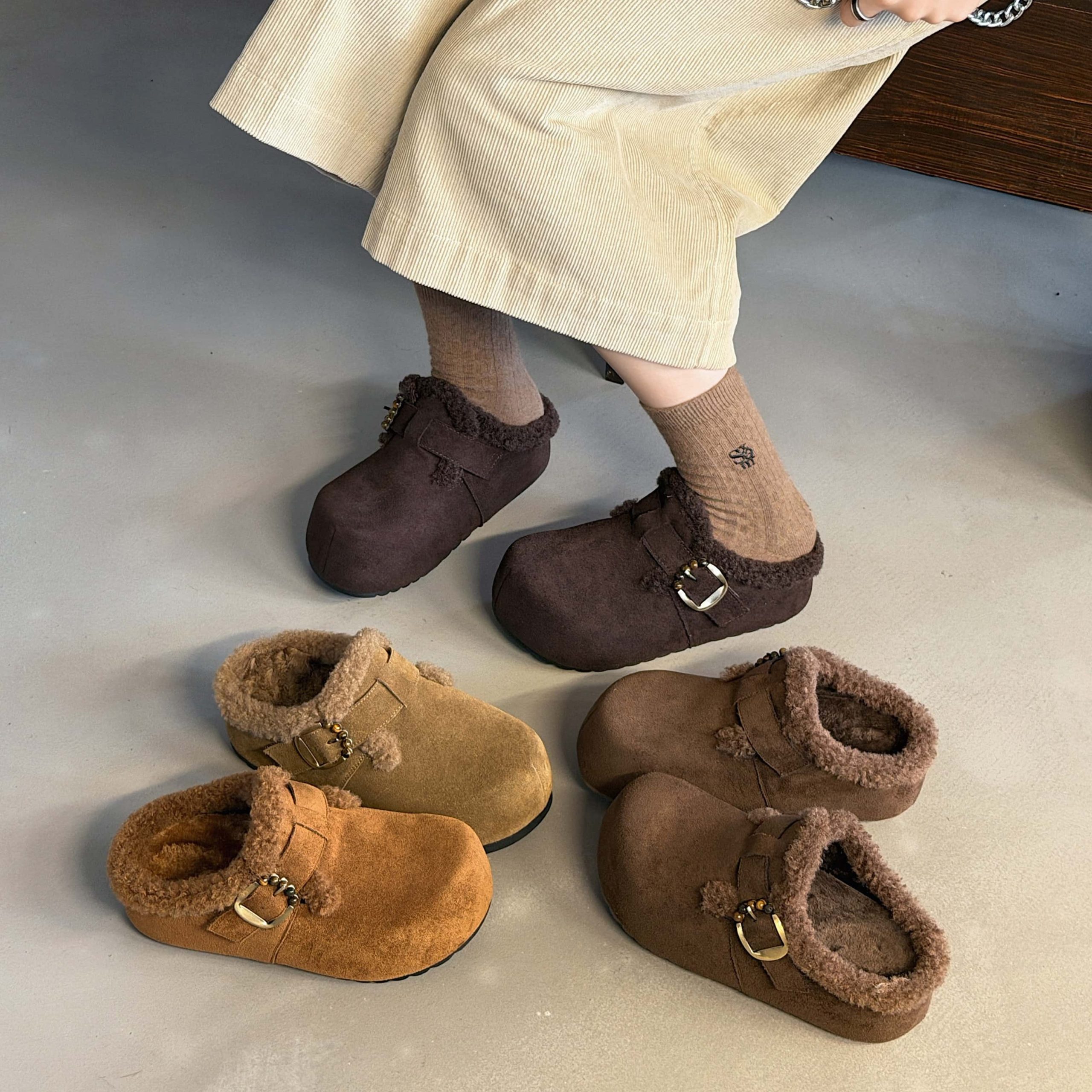 2025 New Winter Retro Casual Warm Lined Birkenstock Women's Leather Slippers - Image 5